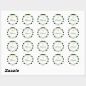 Gold Glitter Green Striped First Heilige Communie Ronde Sticker (Vel)