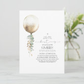 Gold Glitter Greenery Balloon Elegant Christening Kaart (Staand voorkant)
