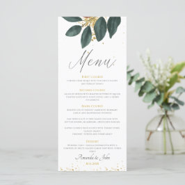 Gold Glitter Greenery Leaf Wedding Menu