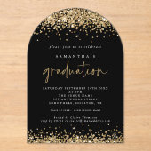 Gold Glitter Grenzen Black Graduation Party Acryl Uitnodigingen (Voorkant)