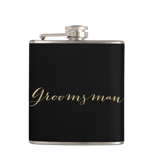 Gold Glitter Groomsman Flask Heupfles (Voorkant)