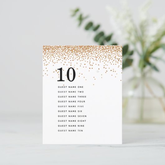 Gold Glitter Guest Names Table Number (Staand voorkant)