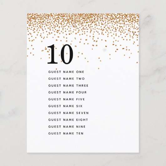 Gold Glitter Guest Names Table Number (Voorkant)