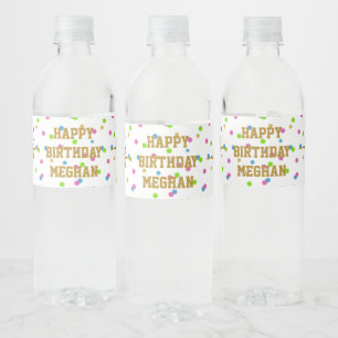 Gold Glitter Gymnast Gymnastics Birthday Waterfles Etiket