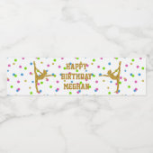 Gold Glitter Gymnast Gymnastics Birthday Waterfles Etiket (Enkel label)