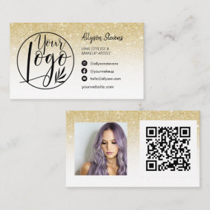 Gold glitter hair make-up foto logo qr visitekaartje