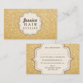 Gold Glitter Hair Stylist Appointards Afsprakenkaartje (Voorkant / Achterkant)