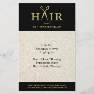 Gold Glitter Hair Stylist Salon Scissors Flyer