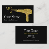 Gold Glitter Hairdresser Salon Black Visitekaartje (Voorkant / Achterkant)