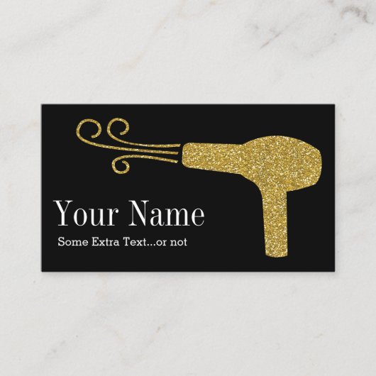 Gold Glitter Hairdresser Salon Black Visitekaartje (Voorkant)