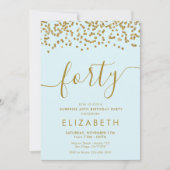 Gold Glitter Hallo 40 40e verjaardag Uitnodiging (Voorkant)