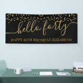 Gold Glitter Hallo 40e verjaardag Spandoek (Beurs)