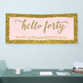 Gold Glitter Hallo 40e verjaardag Spandoek (Beurs)