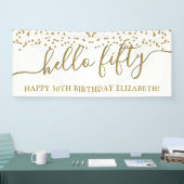 Gold Glitter Hallo 50 50ste verjaardag Banne Spandoek (Beurs)