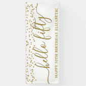 Gold Glitter Hallo 50 50ste verjaardag Banne Spandoek (Verticaal)