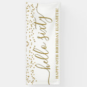 Gold Glitter Hallo 60ste verjaardag Banne Spandoek (Verticaal)