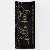 Gold Glitter Hallo 60ste verjaardag Banne Spandoek (Verticaal)