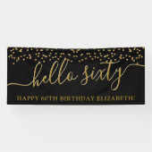 Gold Glitter Hallo 60ste verjaardag Banne Spandoek (Horizontaal)