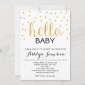 Gold Glitter Hallo Baby shower Invitation Kaart (Voorkant)