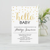 Gold Glitter Hallo Baby shower Invitation Kaart (Staand voorkant)