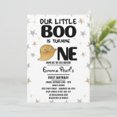 Gold Glitter Halloween First Birthday Boy Party Kaart (Staand voorkant)