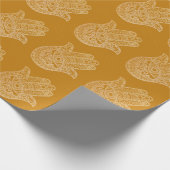 Gold Glitter Hamsa Lucky Hand Mystical oranje Cadeaupapier (Hoek)