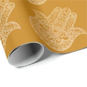 Gold Glitter Hamsa Lucky Hand Mystical oranje Cadeaupapier (Rol Hoek)