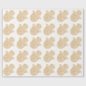Gold Glitter Hamsa Lucky Hand Mystical White Cadeaupapier (Vlak)