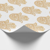 Gold Glitter Hamsa Lucky Hand Mystical White Cadeaupapier (Hoek)