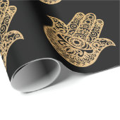 Gold Glitter Hamsa Lucky Hand zwart Cadeaupapier (Rol Hoek)