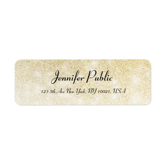 Gold Glitter Hand Script Elegant Moderne Sjabloon Etiket (Voorkant)