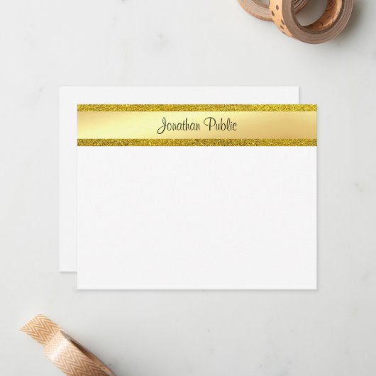 Gold Glitter Handgeschreven Script Name Sjabloon (Voorkant / Achterkant in situ)