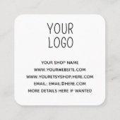 Gold Glitter Handmade with Love Business Vierkante Visitekaartje (Achterkant)