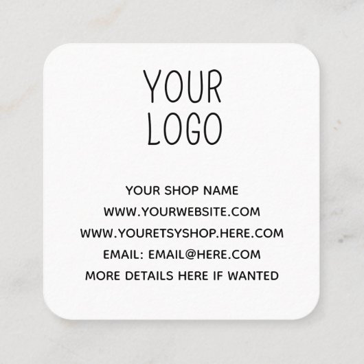 Gold Glitter Handmade with Love Business  Vierkante Visitekaartje (Achterkant)