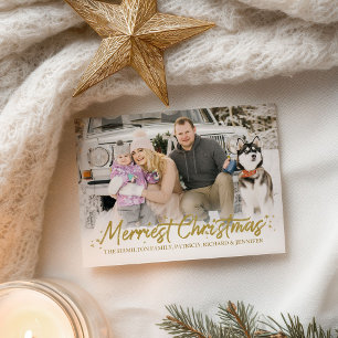 Gold Glitter Handwrite Foto voor het meest feestke Briefkaart