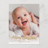 Gold Glitter Handwritter Photo Merry Kerstry Briefkaart (Voorkant)