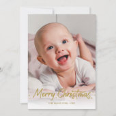 Gold Glitter Handwritter Photo Merry Kerstry Kaart (Voorkant)