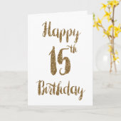 Gold Glitter Happy 15th Birthday Card Kaart (Gele Bloem)