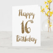 Gold Glitter Happy 16th Birthday Kaart (Gele Bloem)