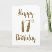Gold Glitter Happy 17th Birthday Card Kaart (Voorkant)