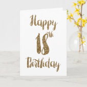 Gold Glitter Happy 18th Birthday Card Kaart (Gele Bloem)