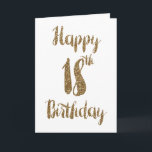 Gold Glitter Happy 18th Birthday Card Kaart<br><div class="desc">Gold glitter 18e verjaardagskaart voor dochter, kleindochter, peetdochter, enz. De voorzijde is voorzien van een gouden glittertypografische vormgeving en het binnenkaartbericht kan indien gewenst worden gepersonaliseerd. Houd er rekening mee dat er geen daadwerkelijke glitter op dit product is, maar een ontwerpeffect. Deze 18e glitter-verjaardagskaart zou haar een geweldige kaart in...</div>