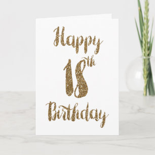 Gold Glitter Happy 18th Birthday Card Kaart
