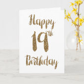 Gold Glitter Happy 19th Birthday Card Kaart (Gele Bloem)