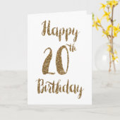 Gold Glitter Happy 20th Birthday Kaart (Gele Bloem)