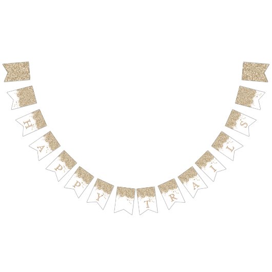 Gold Glitter Happy Birthday Celebration Wedding Vlaggetjes (Alle)