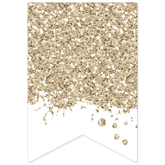 Gold Glitter Happy Birthday Celebration Wedding Vlaggetjes (Tweede vlag)