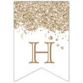 Gold Glitter Happy Birthday Celebration Wedding Vlaggetjes (Derde vlag)