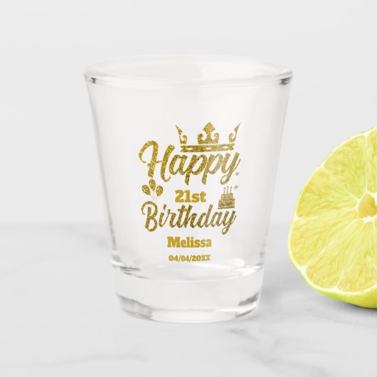 Gold Glitter "Happy Birthday"-glas Shot Glas (Voorkant)