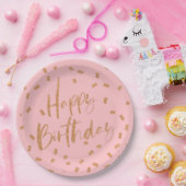 Gold Glitter Happy Birthday Papieren Bordje (Feest)